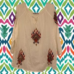 Embroidered Peasant Top Large Rancho Estancia